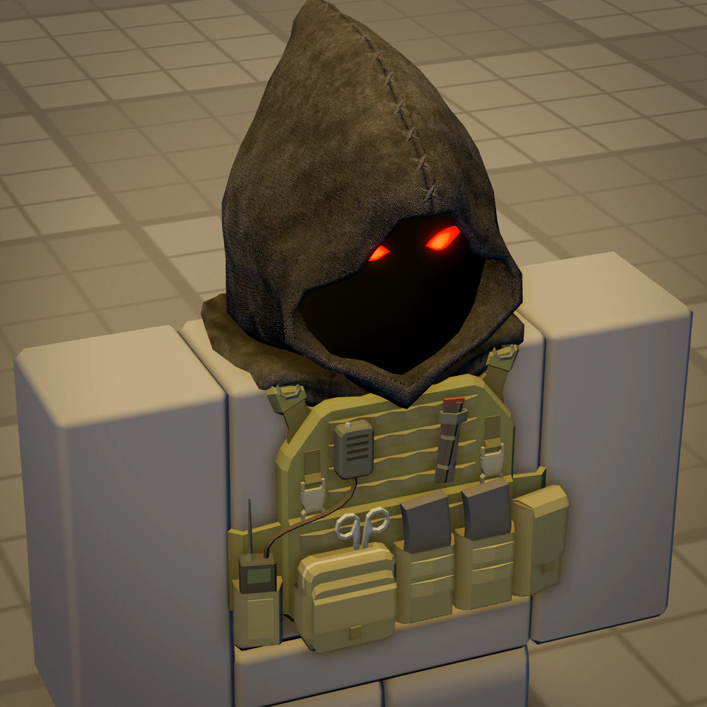 Grim Reaper Hood with glowing red eyes, worn with the Specialist Plate Carrier
