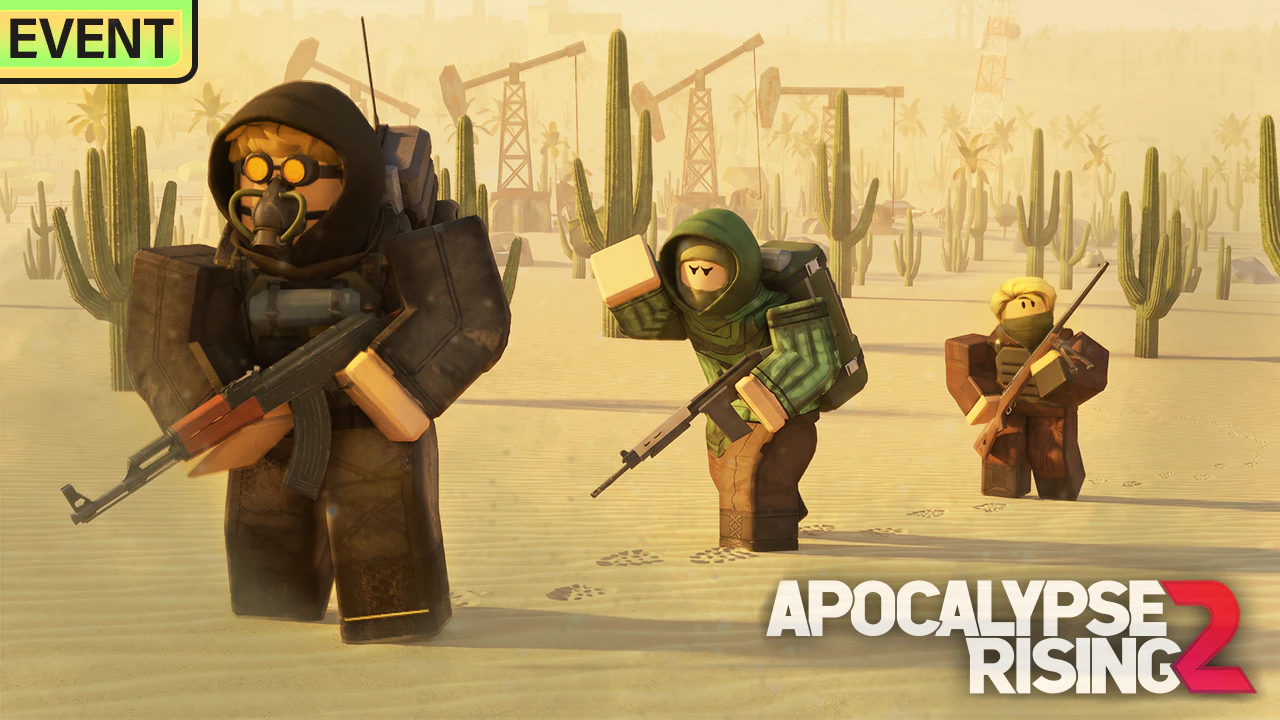 Event thumbnail: three survivors crossing a desert with oil pumps behind them